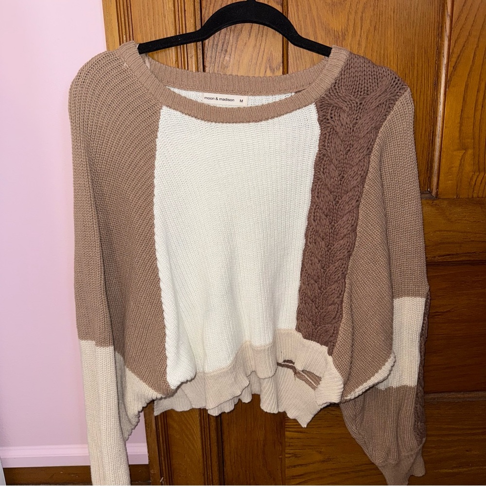 Two-Tone Knit Sweater
